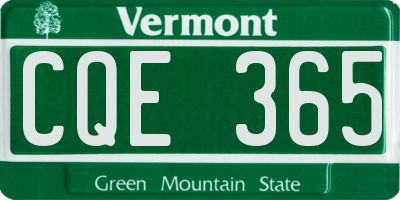 VT license plate CQE365