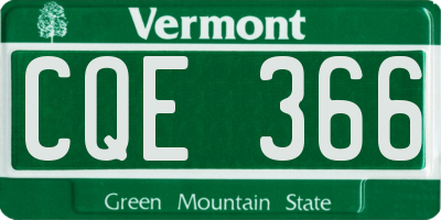 VT license plate CQE366