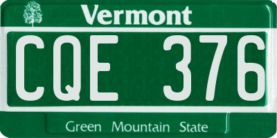 VT license plate CQE376