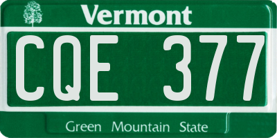VT license plate CQE377