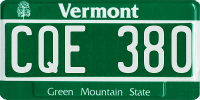 VT license plate CQE380