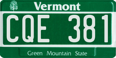 VT license plate CQE381