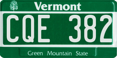 VT license plate CQE382