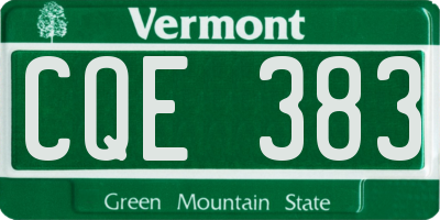 VT license plate CQE383
