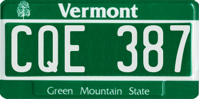 VT license plate CQE387