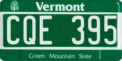 VT license plate CQE395
