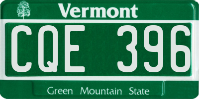 VT license plate CQE396