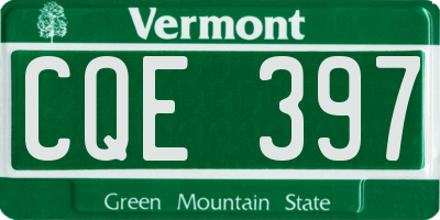 VT license plate CQE397
