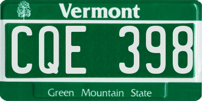 VT license plate CQE398