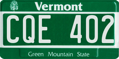 VT license plate CQE402