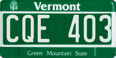 VT license plate CQE403