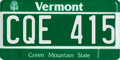 VT license plate CQE415