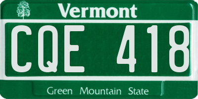 VT license plate CQE418