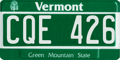 VT license plate CQE426