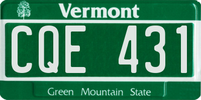 VT license plate CQE431