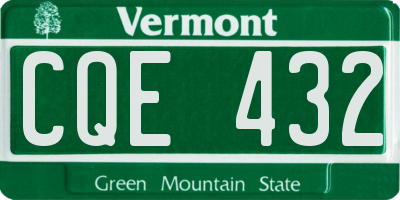 VT license plate CQE432