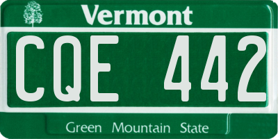 VT license plate CQE442
