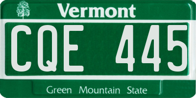 VT license plate CQE445