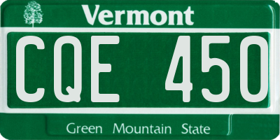 VT license plate CQE450
