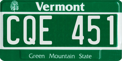 VT license plate CQE451