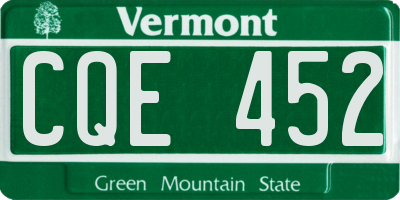 VT license plate CQE452