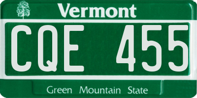 VT license plate CQE455