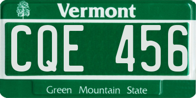 VT license plate CQE456