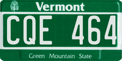 VT license plate CQE464