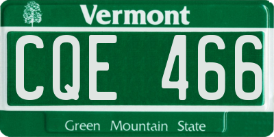 VT license plate CQE466