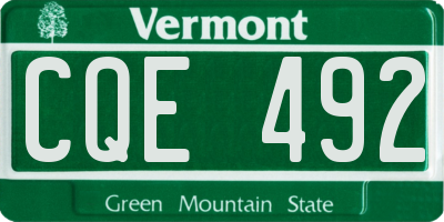 VT license plate CQE492