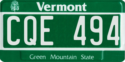 VT license plate CQE494