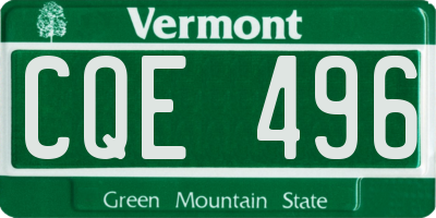 VT license plate CQE496