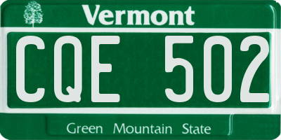 VT license plate CQE502