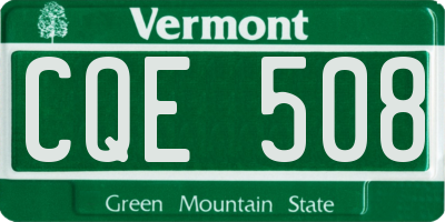 VT license plate CQE508