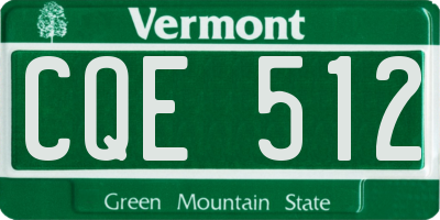 VT license plate CQE512