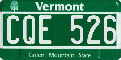 VT license plate CQE526
