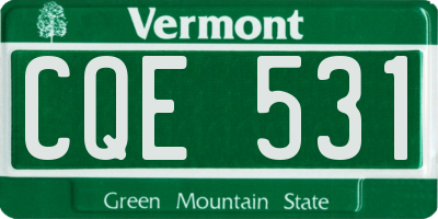 VT license plate CQE531