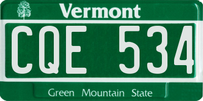 VT license plate CQE534