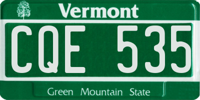 VT license plate CQE535