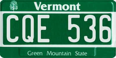 VT license plate CQE536