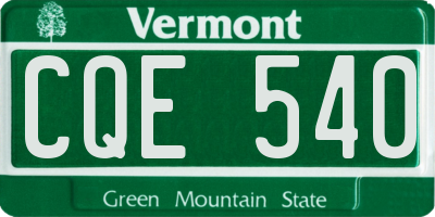 VT license plate CQE540