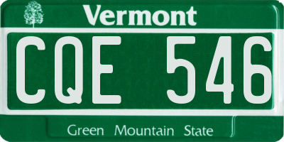 VT license plate CQE546