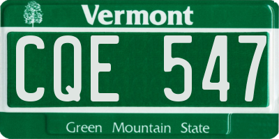 VT license plate CQE547