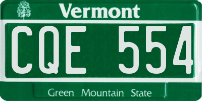 VT license plate CQE554