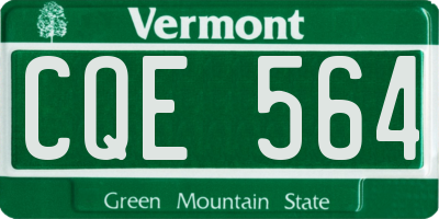 VT license plate CQE564