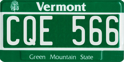 VT license plate CQE566
