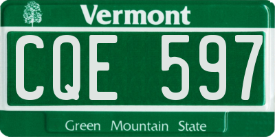 VT license plate CQE597