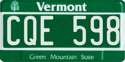 VT license plate CQE598