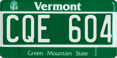 VT license plate CQE604