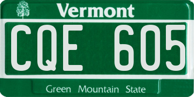 VT license plate CQE605